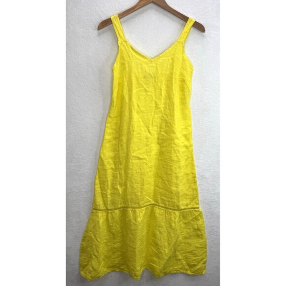 La Contessa Italy Women's Yellow Linen Dress Size Medium - Picture 2 of 7